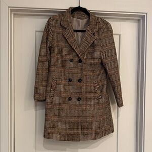 Plaid Double-Breasted Women's Coat